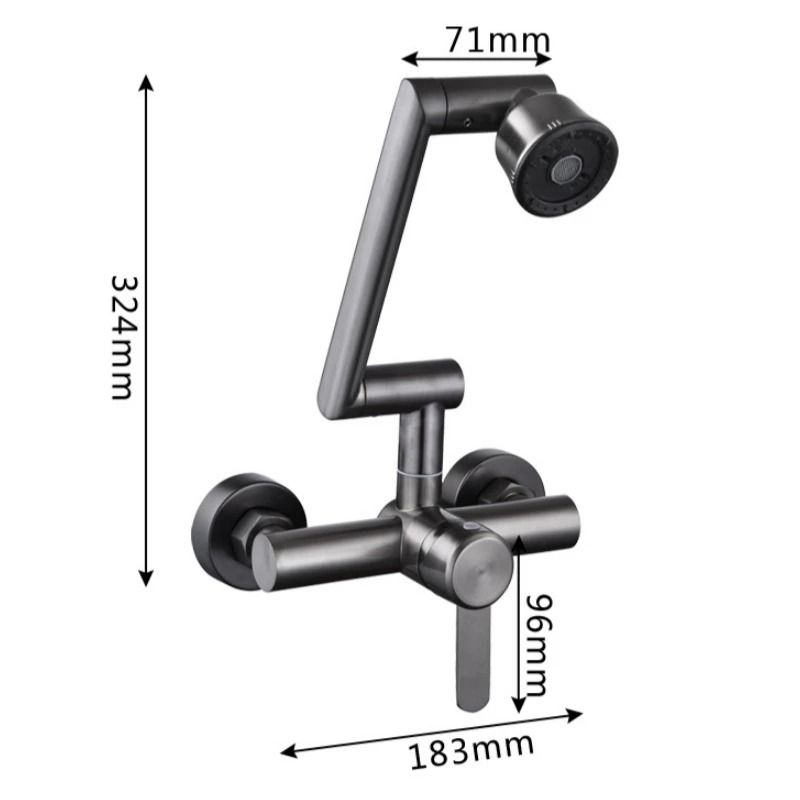 Stainless Steel 4 Mode Wall Mounted Kitchen Faucet 6