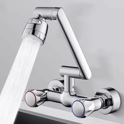 wall mounted dual mode kitchen faucet with 360 degree swivel