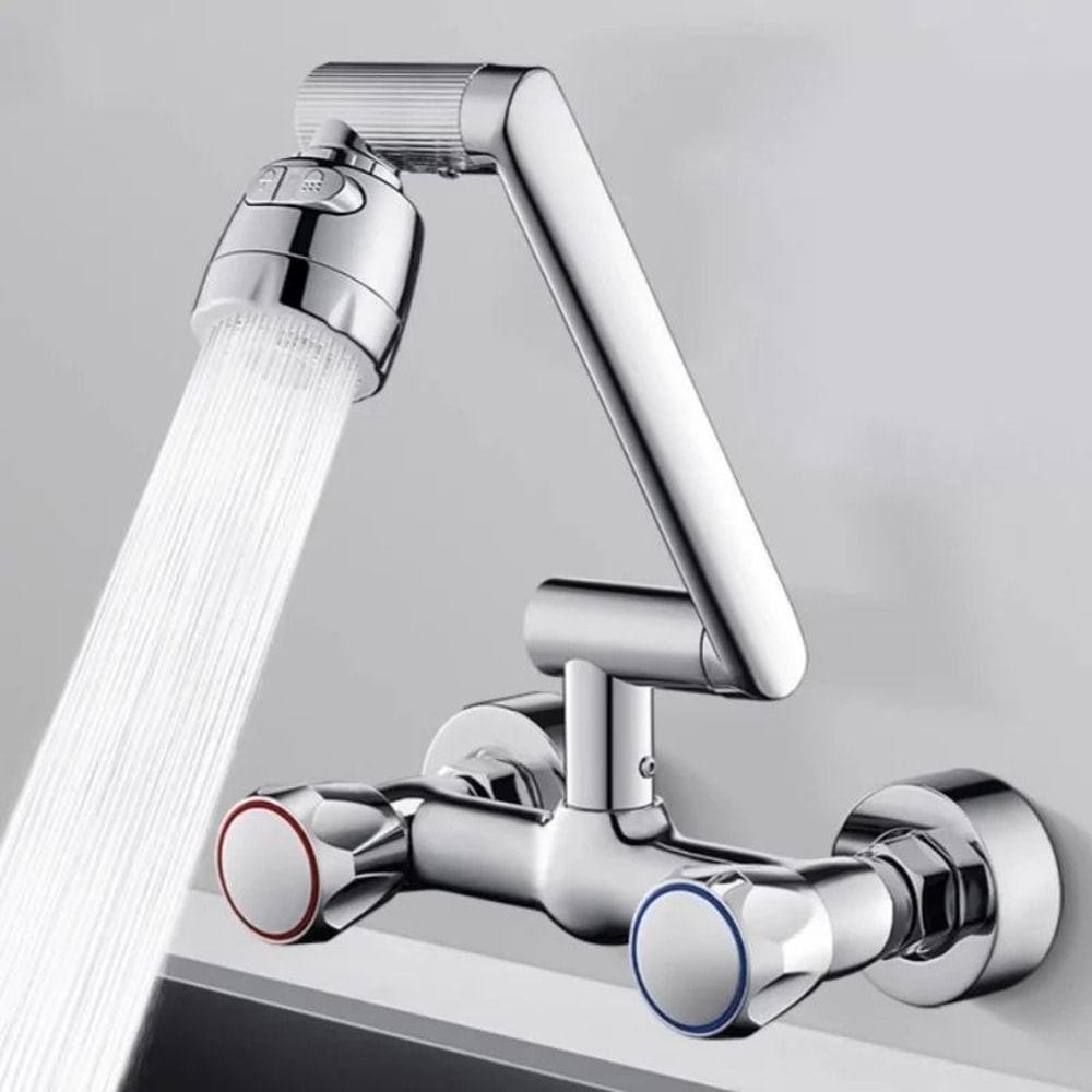 Wall Mounted Dual Mode Kitchen Faucet With 360 Degree Swivel 1