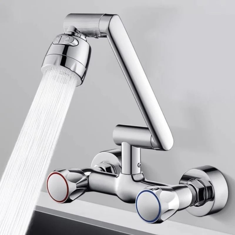Wall Mounted Dual Mode Kitchen Faucet With 360 Degree Swivel 1