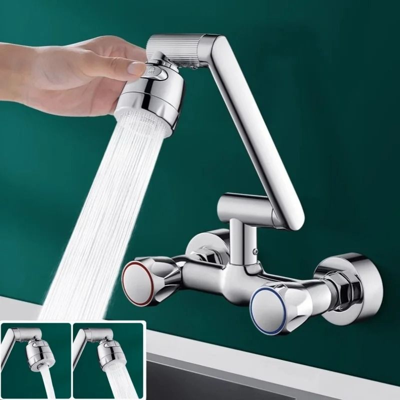 Wall Mounted Dual Mode Kitchen Faucet With 360 Degree Swivel 3