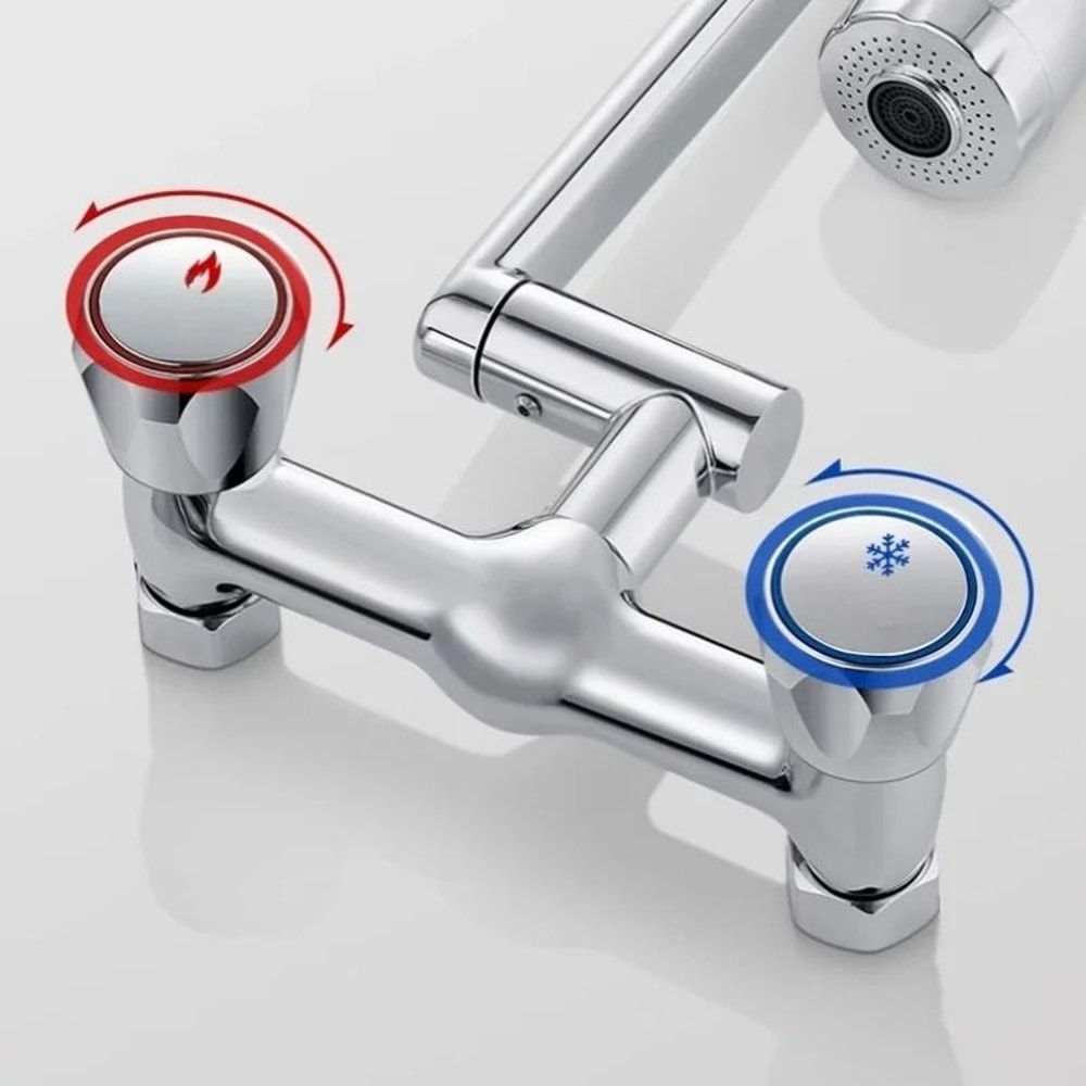 Wall Mounted Dual Mode Kitchen Faucet With 360 Degree Swivel 4