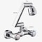 Wall Mounted Dual Mode Kitchen Faucet With 360 Degree Swivel 5