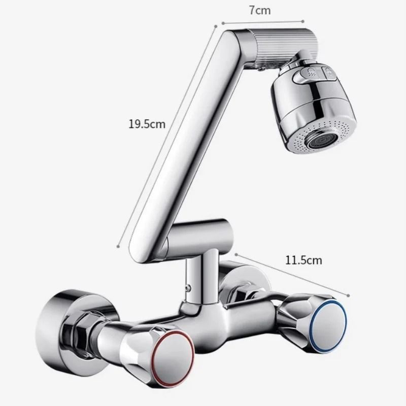 Wall Mounted Dual Mode Kitchen Faucet With 360 Degree Swivel 5
