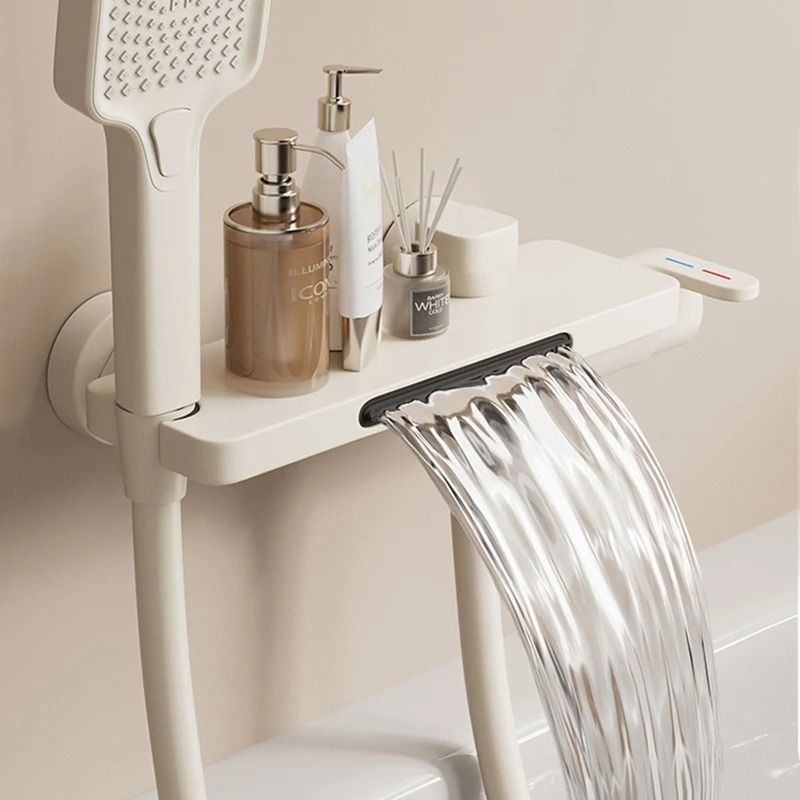 Wall Mounted Waterfall Bathtub Faucet With Handheld Shower Head 3