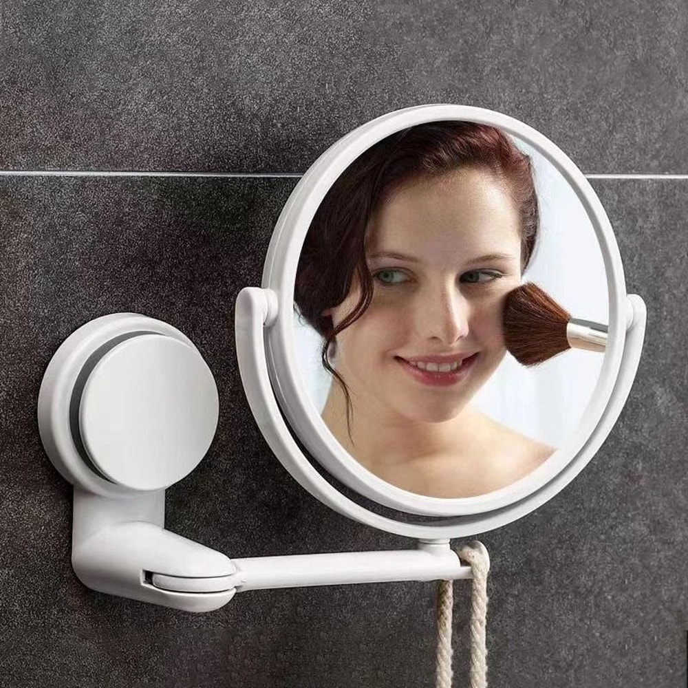 Double Sided Wall Mounted Makeup Mirror With Suction Arm 2