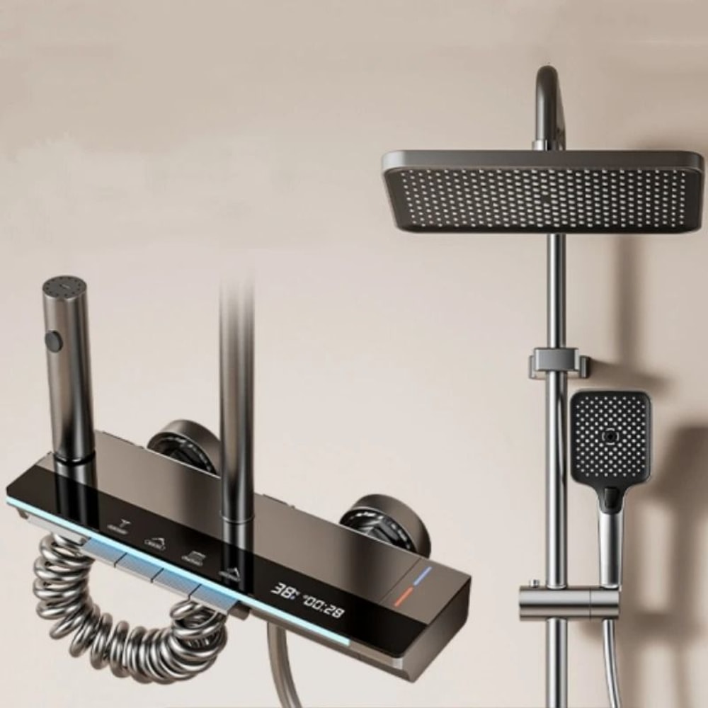 Luxury Digital Temperature Display Shower System With 4 Way Water Outlet 5