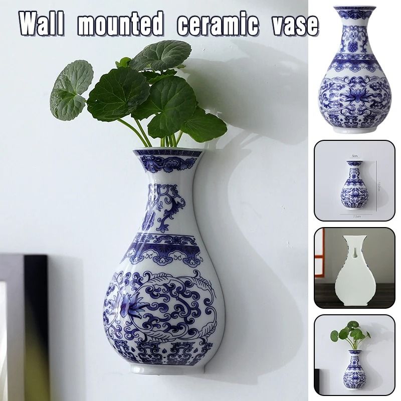 Antique Blue And White Porcelain Wall Hanging Vase 4