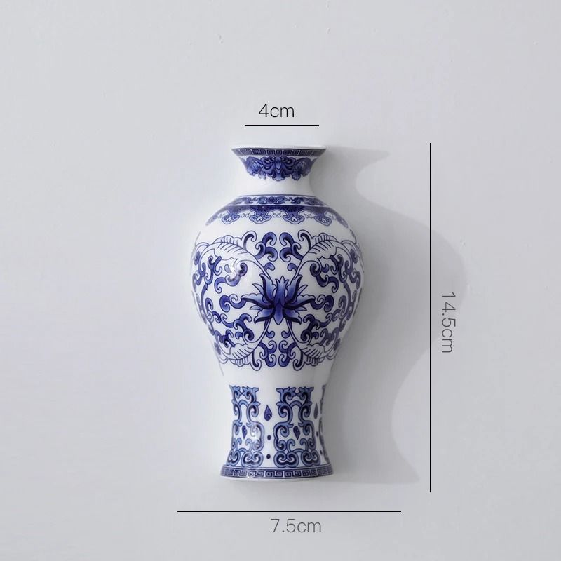 Antique Blue And White Porcelain Wall Hanging Vase 8