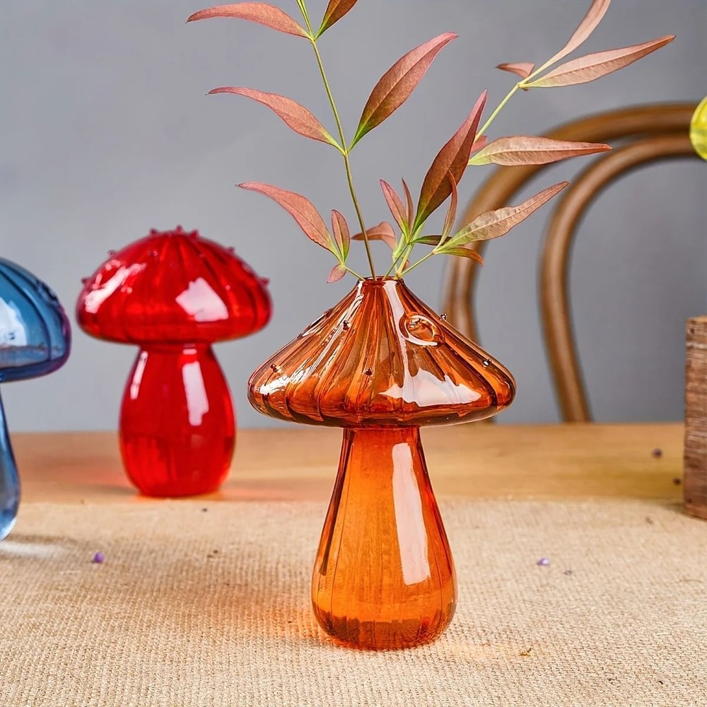 Colorful Mushroom Glass Hydroponic And Aromatherapy Vase 2