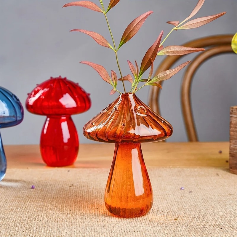 Colorful Mushroom Glass Hydroponic And Aromatherapy Vase 2