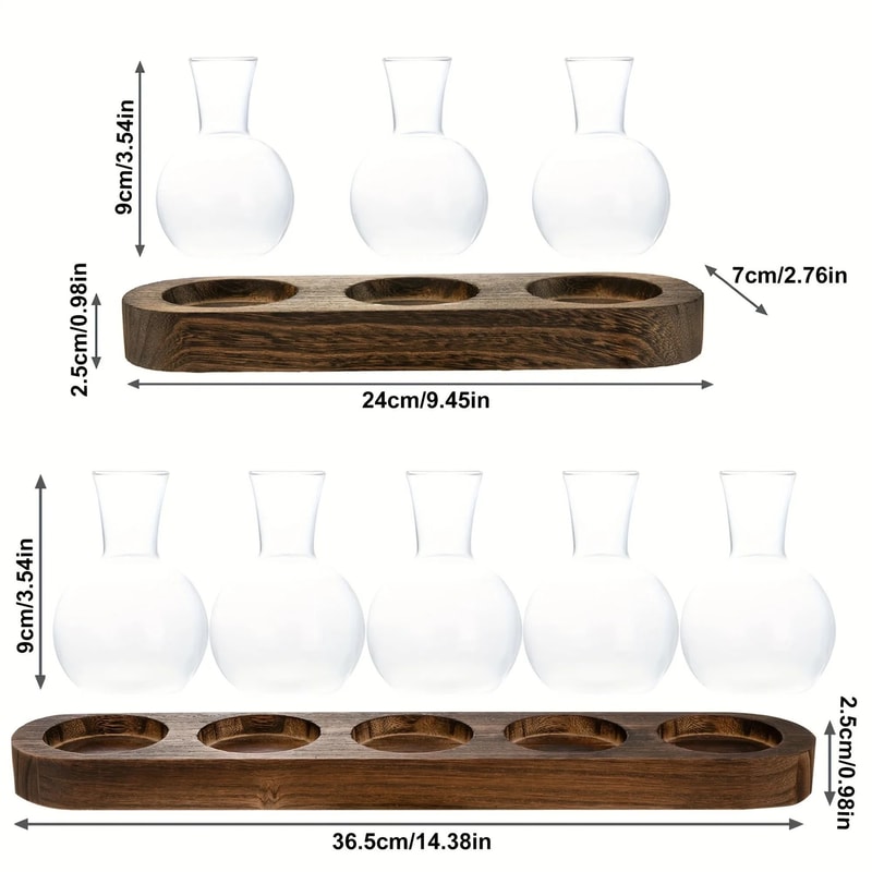 Modern Plant Terrarium Glass Vase With Wooden Tray 3