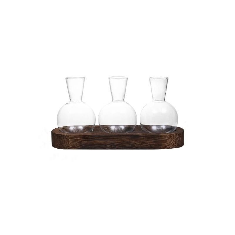 Modern Plant Terrarium Glass Vase With Wooden Tray 7