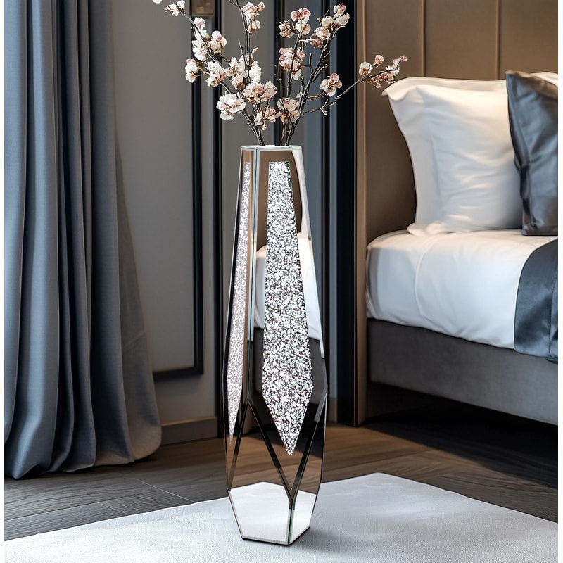 Modern Crushed Diamond Tall Floor Mirror Vase 1