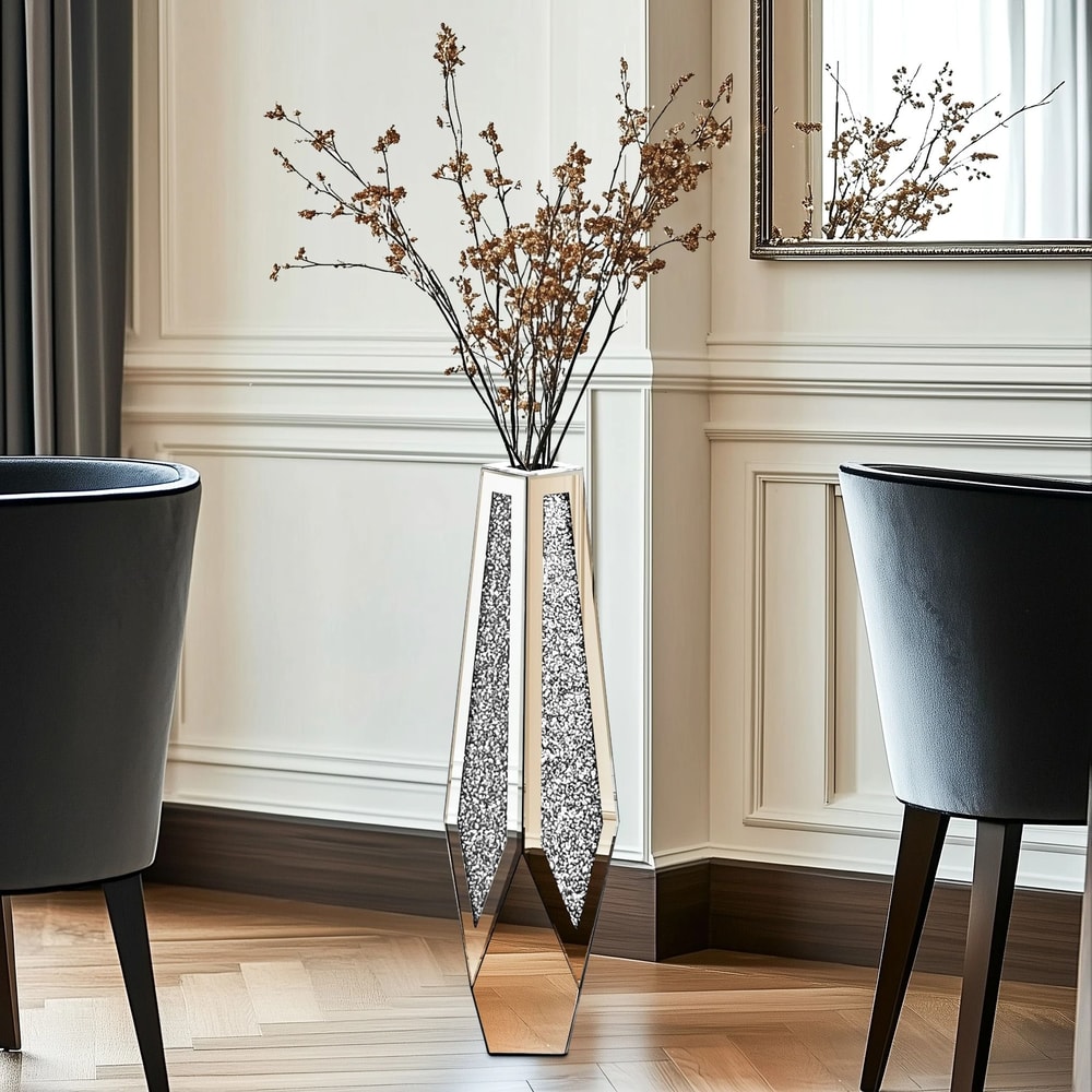 Modern Crushed Diamond Tall Floor Mirror Vase 4