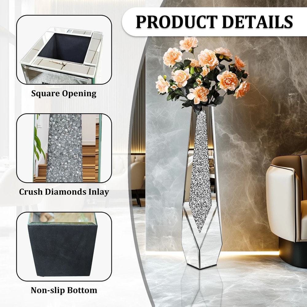 Modern Crushed Diamond Tall Floor Mirror Vase 5