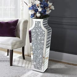 contemporary crushed diamond mirrored floor vase collection