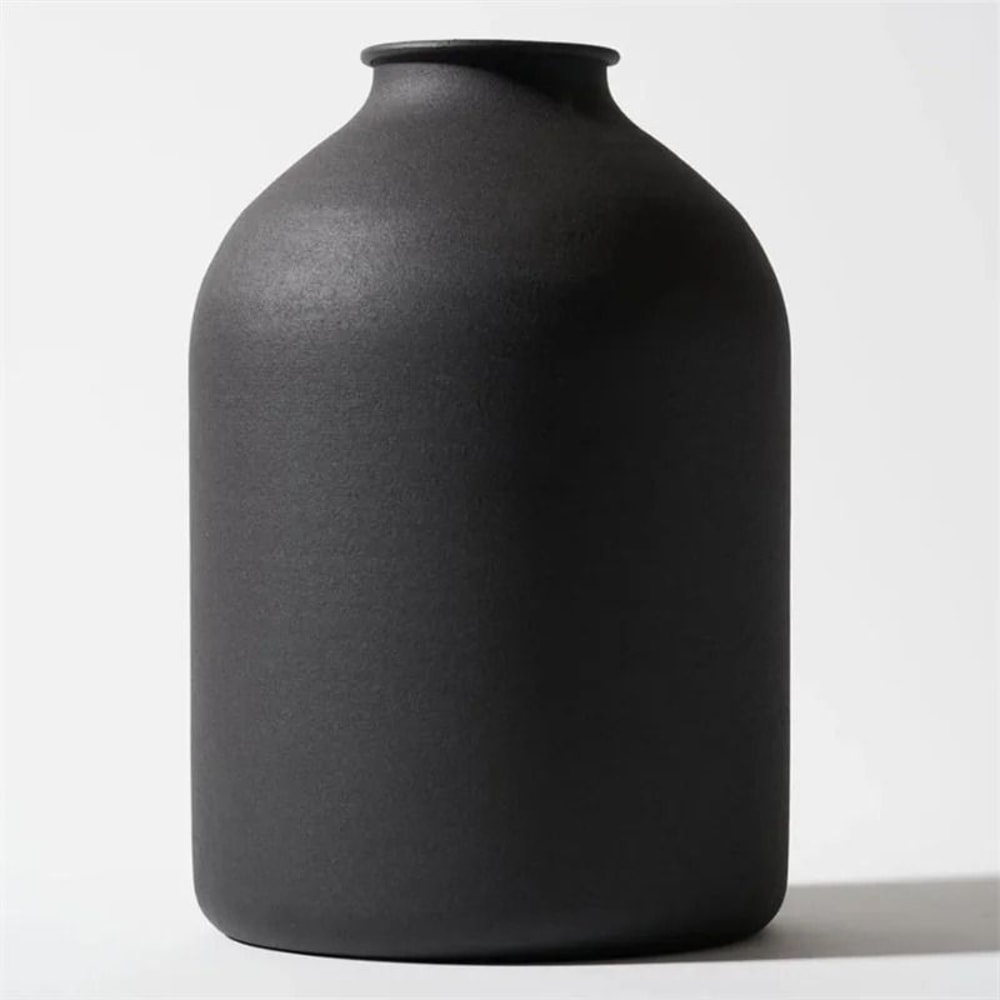 Minimalist Matte Black Metal Vase 0