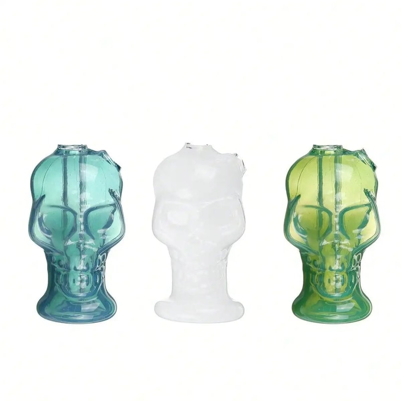Portable Glass Skull Themed Home Decorating Vase 0