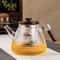 Stripe High Borosilicate Glass Teapot Walnut Handle 6