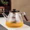 Stripe High Borosilicate Glass Teapot Walnut Handle 6