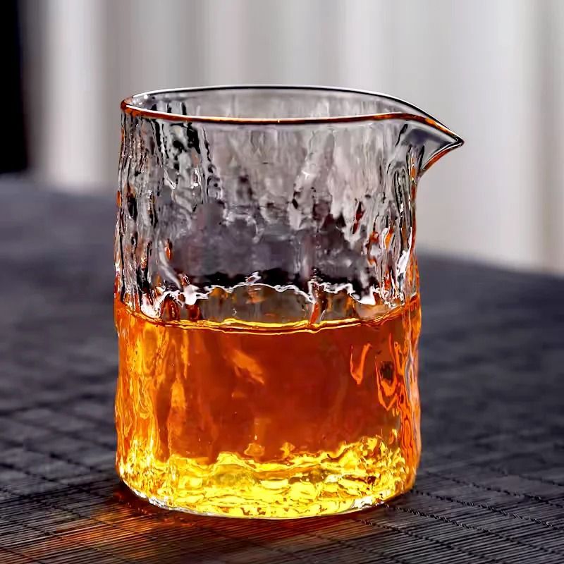 Transparent Uneven Hammer Pattern Glass Fair Cup 0
