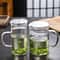 Heat Resistant Glass Green Tea Mug With Crescent Filter 0