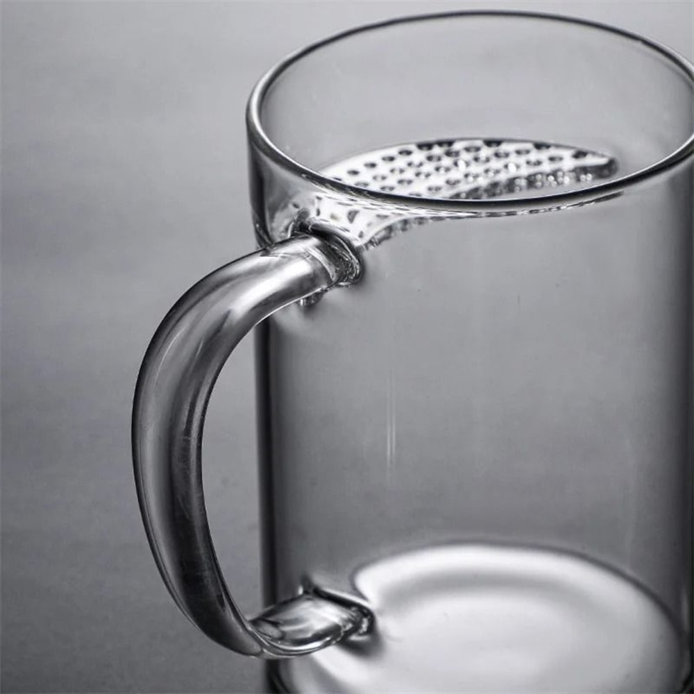 Heat Resistant Glass Green Tea Mug With Crescent Filter 2