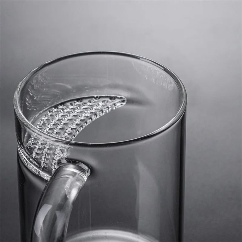 Heat Resistant Glass Green Tea Mug With Crescent Filter 4