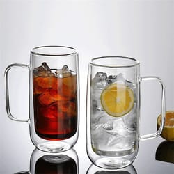 400ml double wall glass mug drinking glasses
