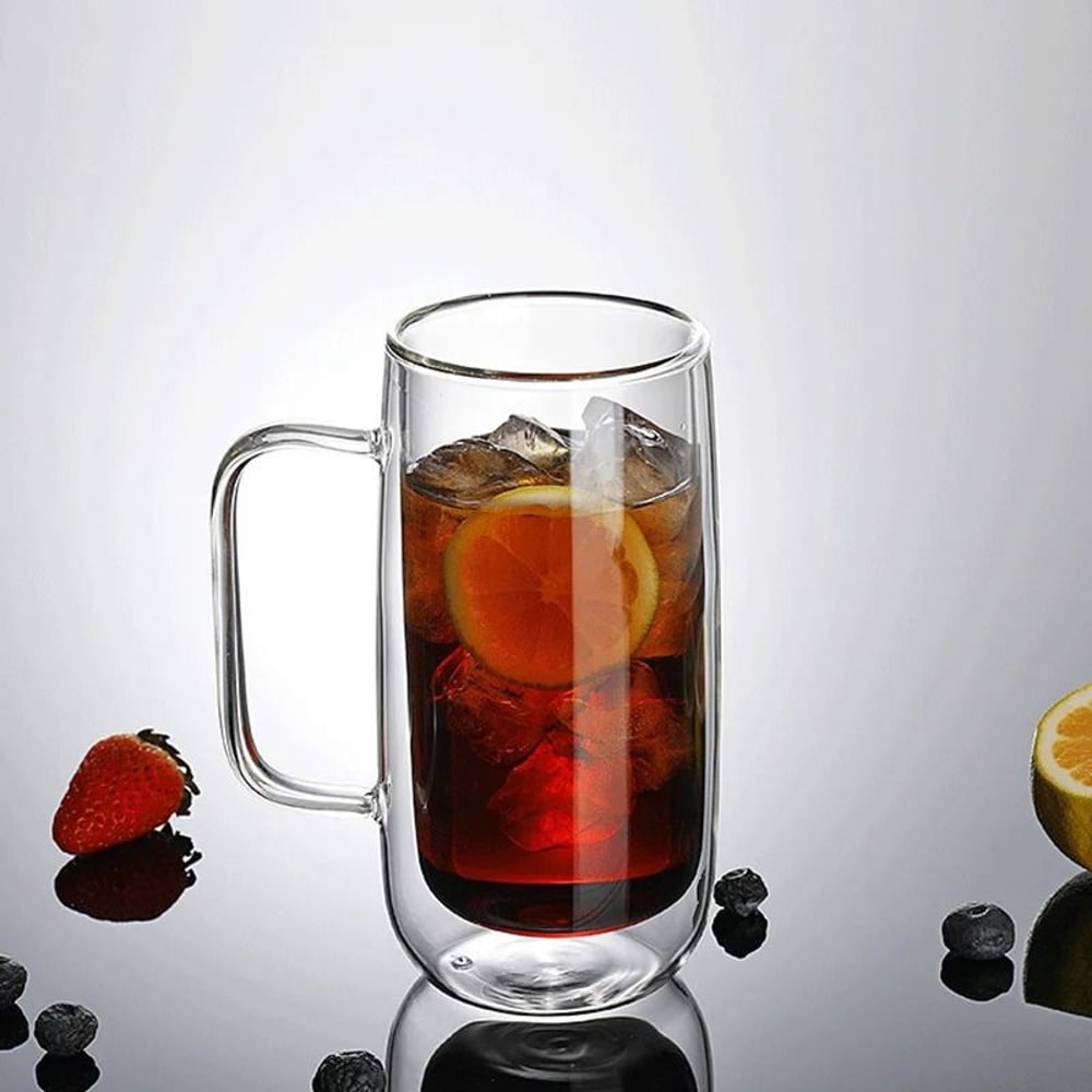 400ML Double Wall Glass Mug Drinking Glasses 2