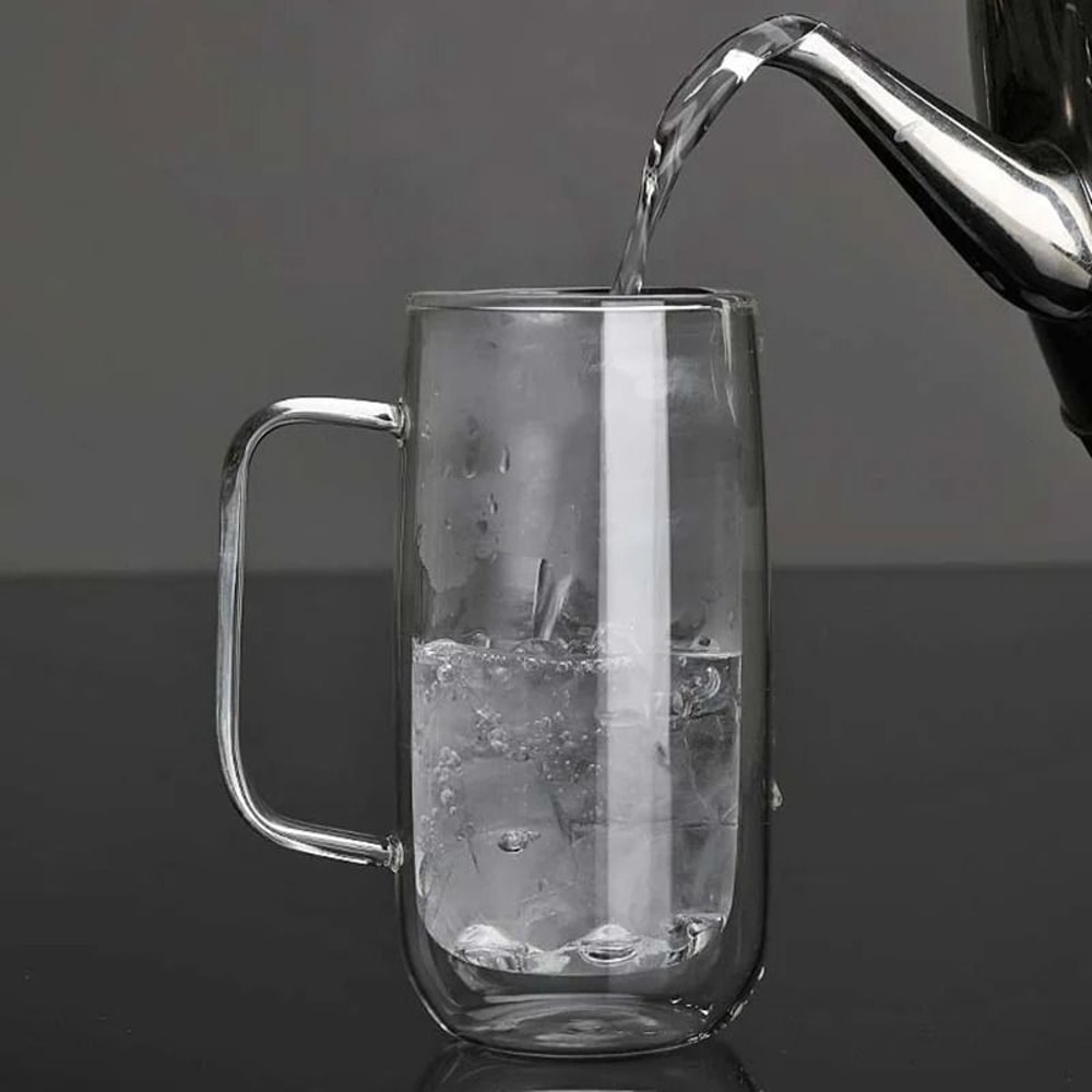 400ML Double Wall Glass Mug Drinking Glasses 3