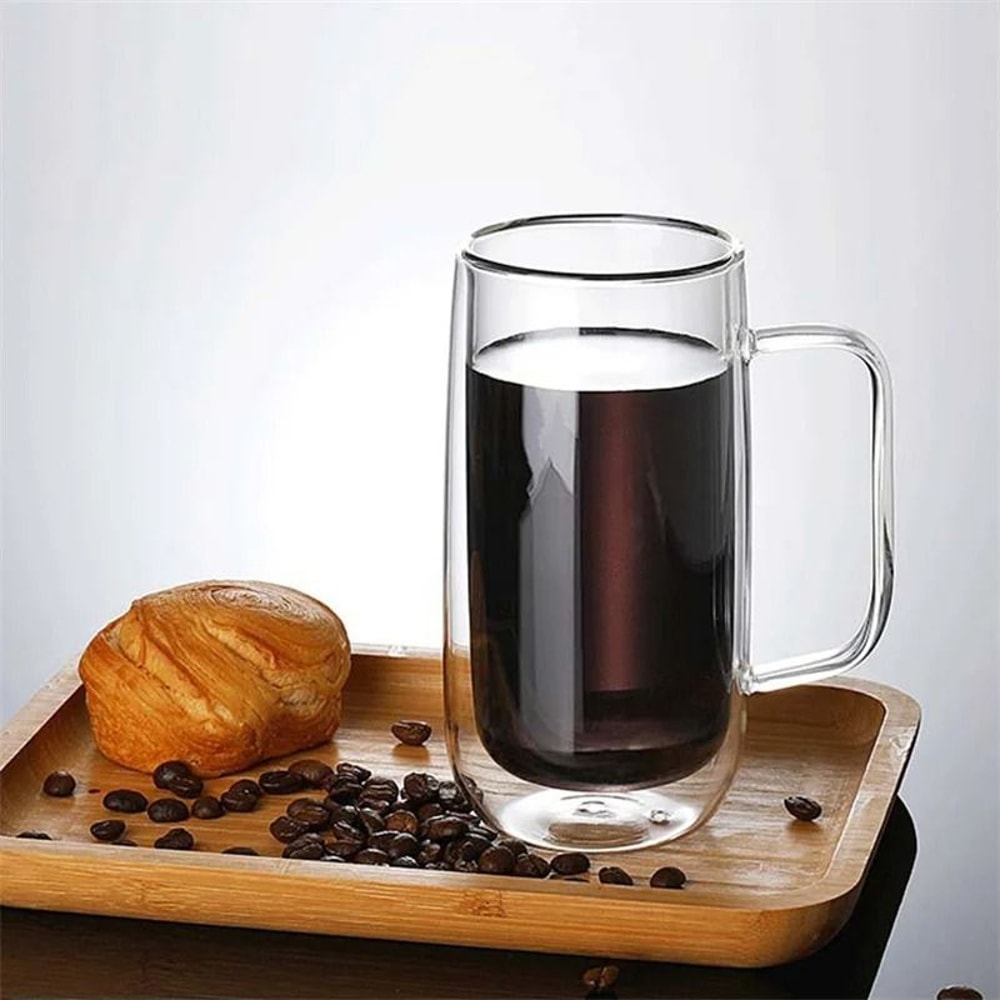 400ML Double Wall Glass Mug Drinking Glasses 4