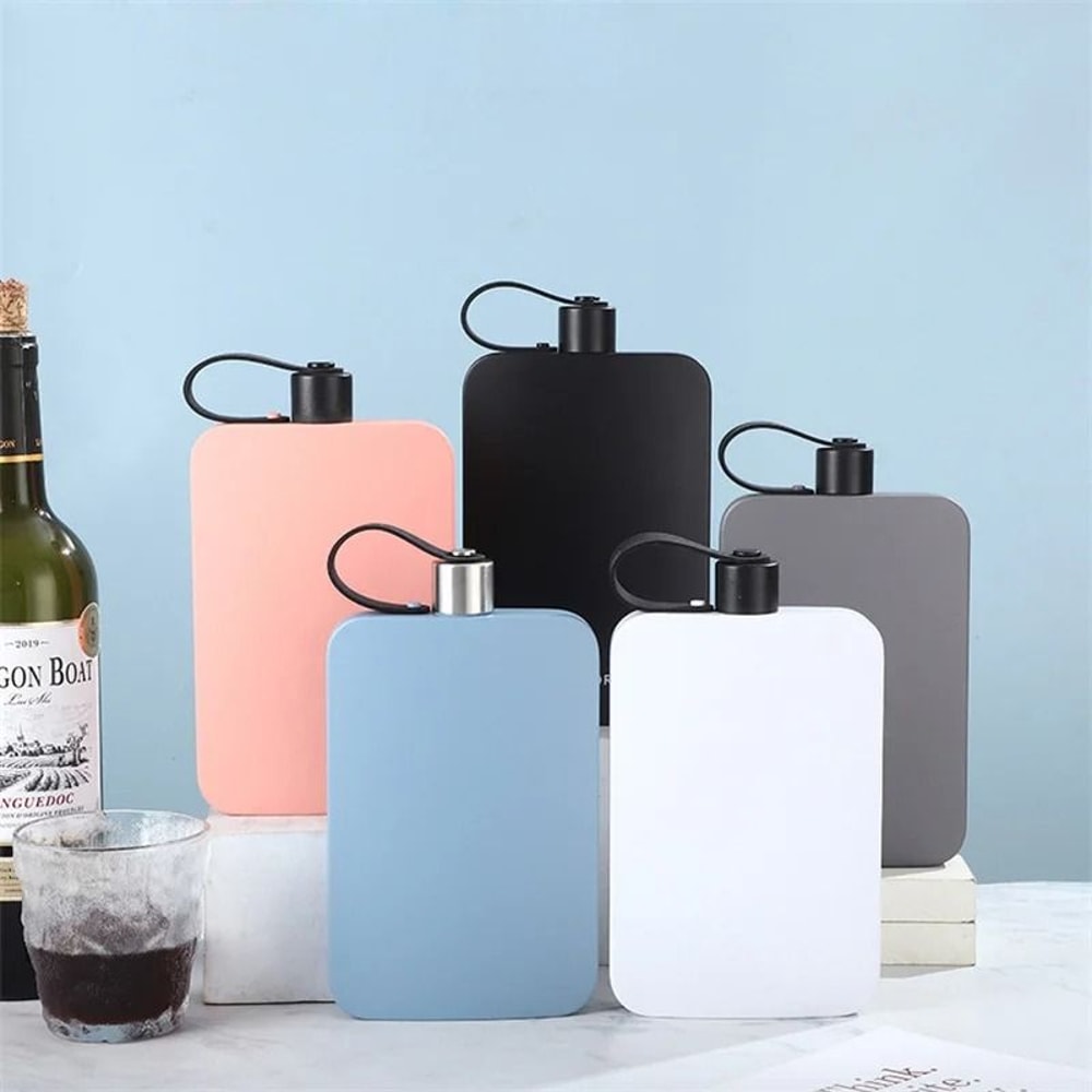 500ML Stainless Steel Flat Square Hip Flask 5