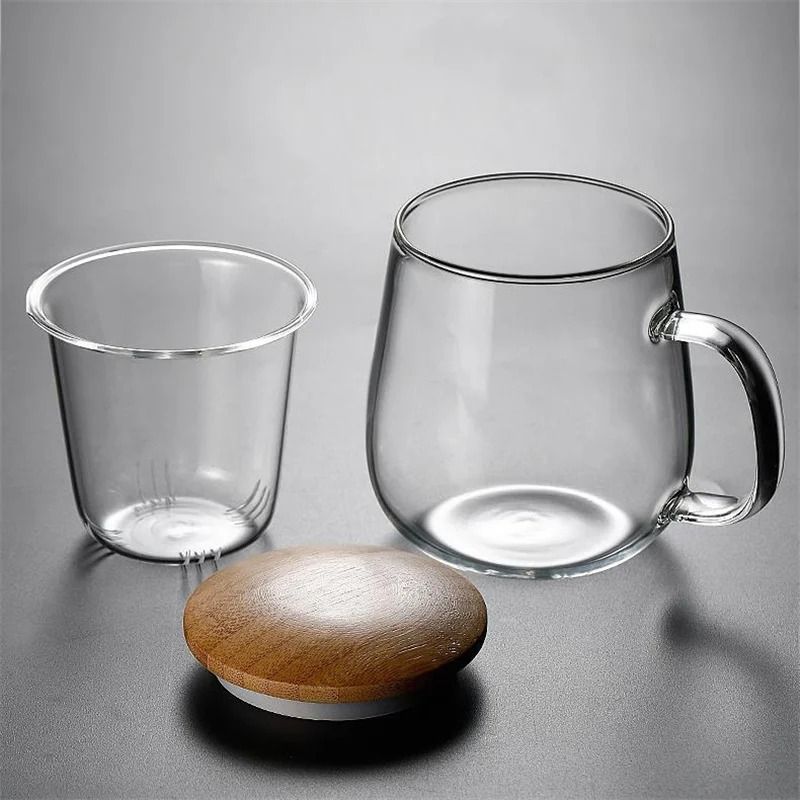 Creative Glass Tea Infuser Cup With Bamboo Lid 3