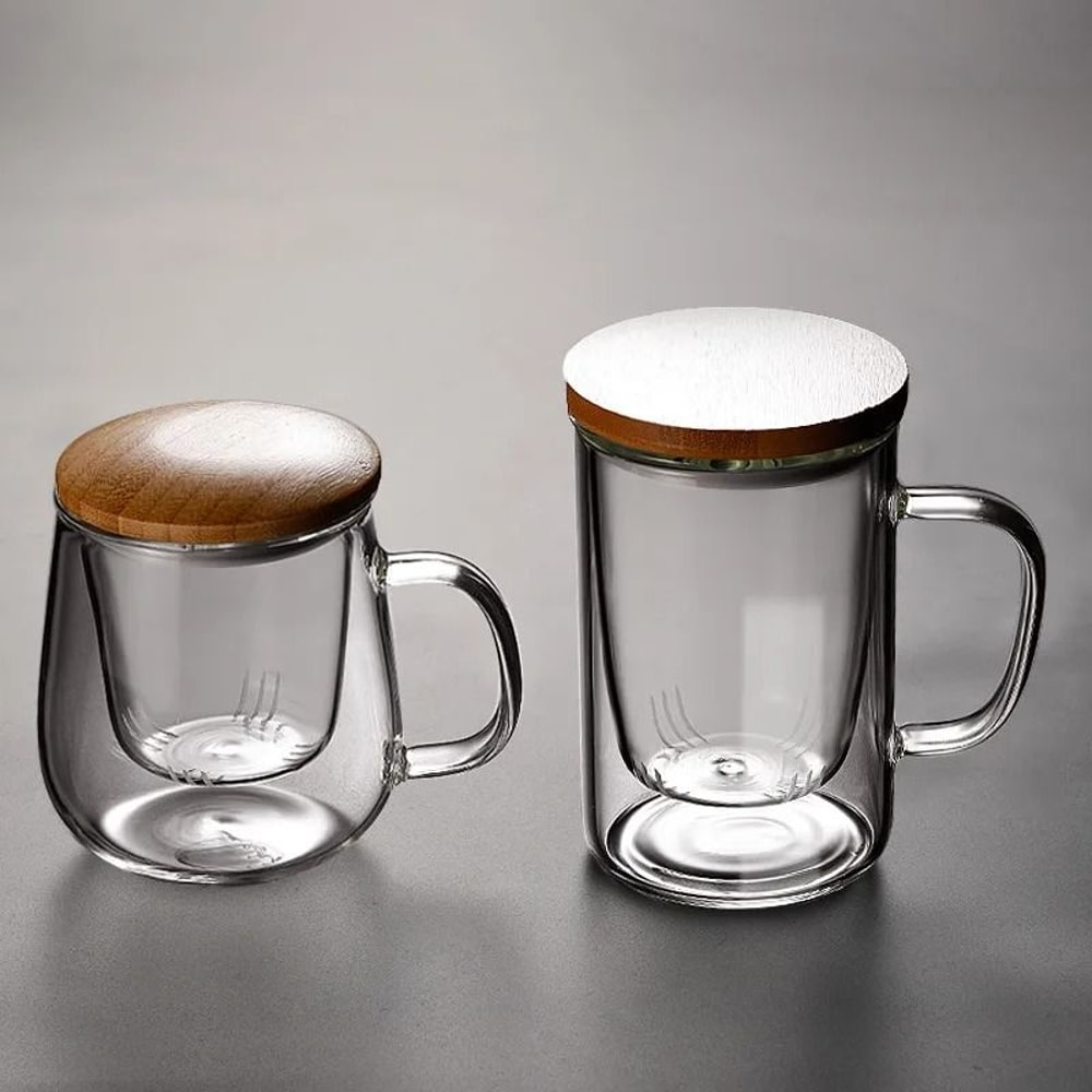 Creative Glass Tea Infuser Cup With Bamboo Lid 5