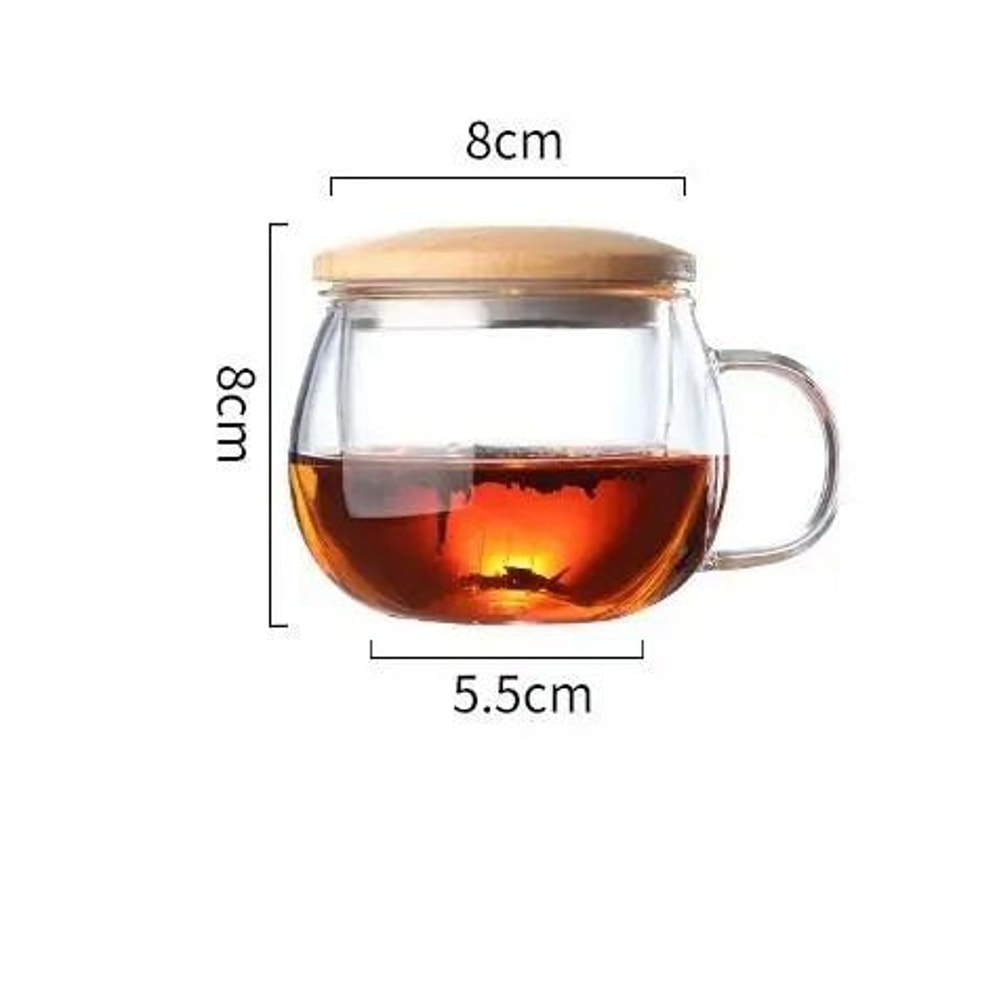 Creative Glass Tea Infuser Cup With Bamboo Lid 7