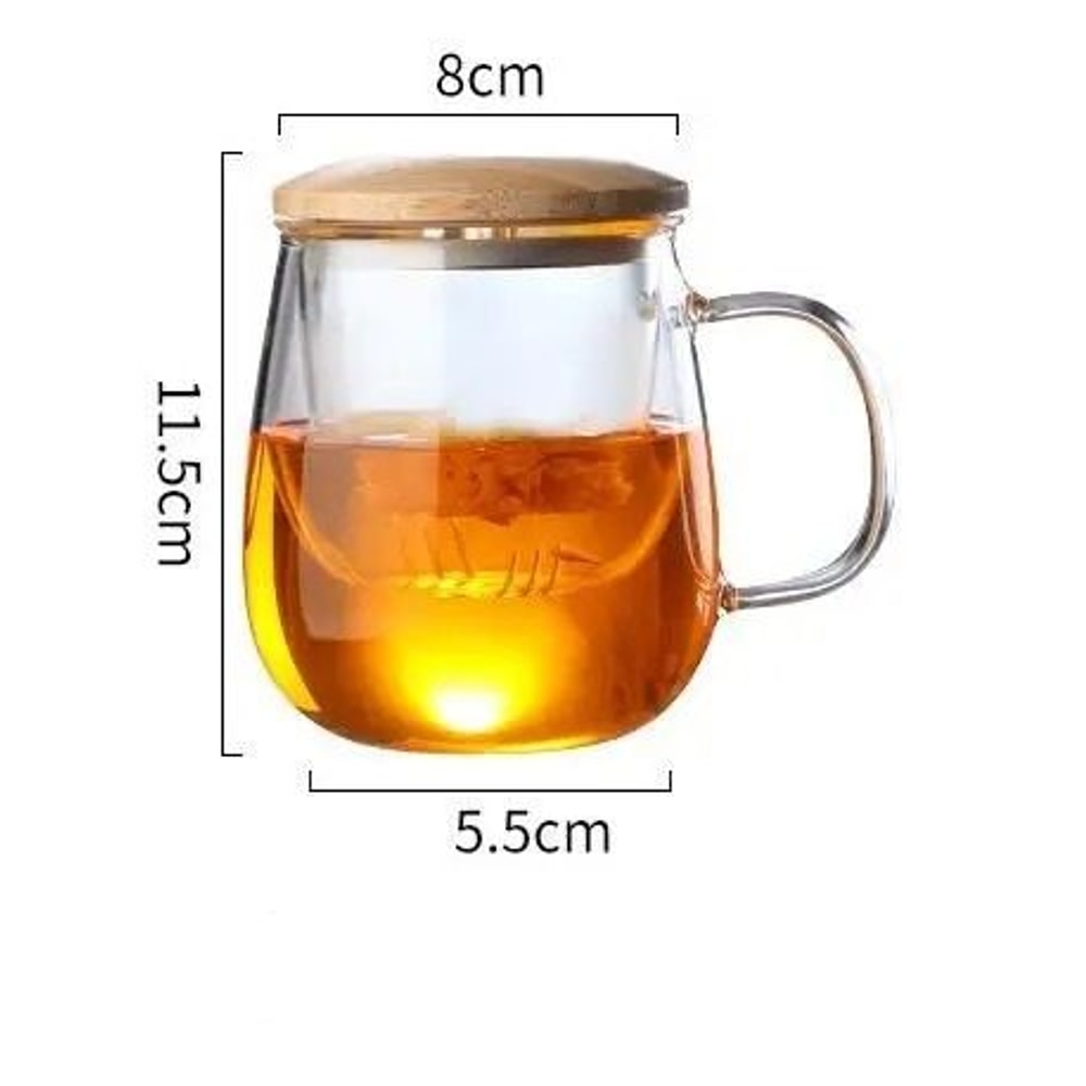 Creative Glass Tea Infuser Cup With Bamboo Lid 8