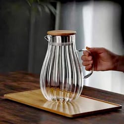 vertical stripes high borosilicate glass pitcher