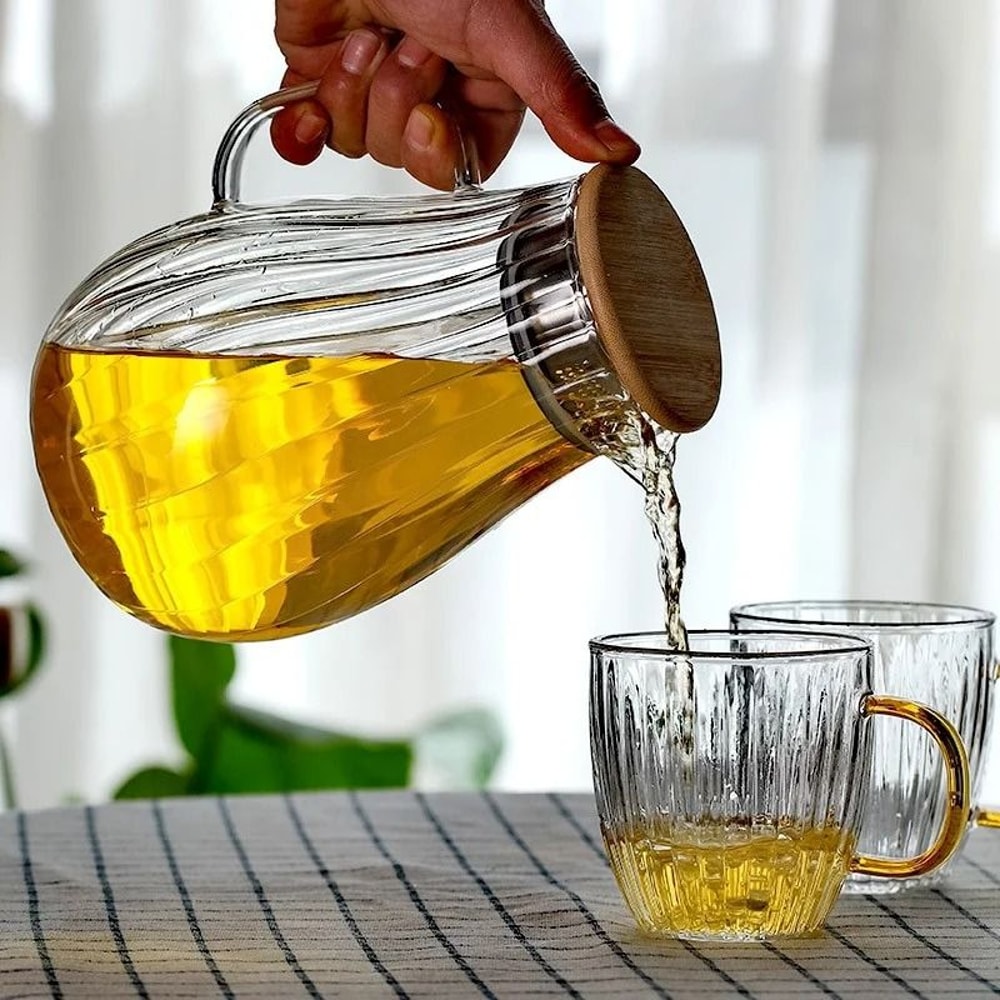 Vertical Stripes High Borosilicate Glass Pitcher 3