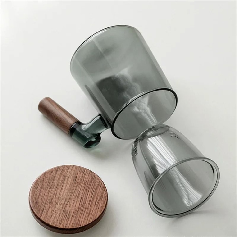 400ml Walnut Wooden Handle Glass Infuser Mug 2