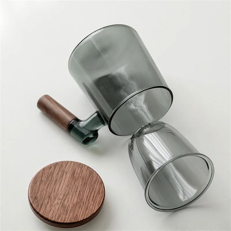 400ml Walnut Wooden Handle Glass Infuser Mug 2