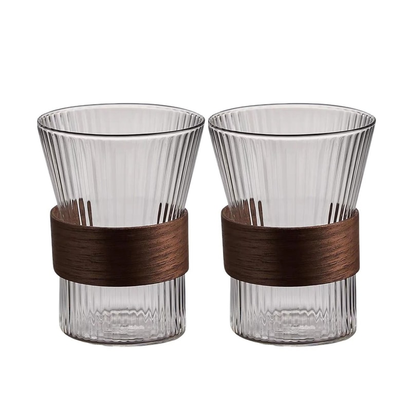 Japanese Style Glass Cold Water Jug With Walnut Sleeve 5