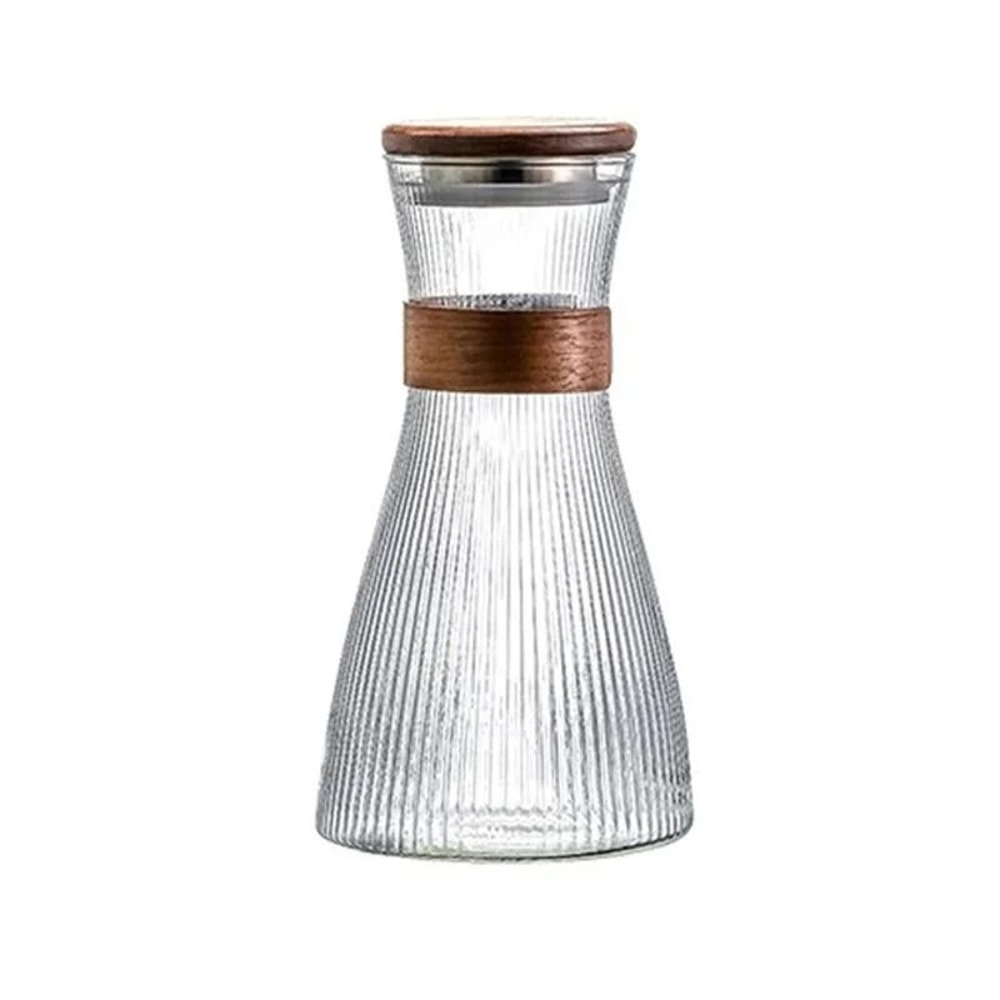 Japanese Style Glass Cold Water Jug With Walnut Sleeve 6