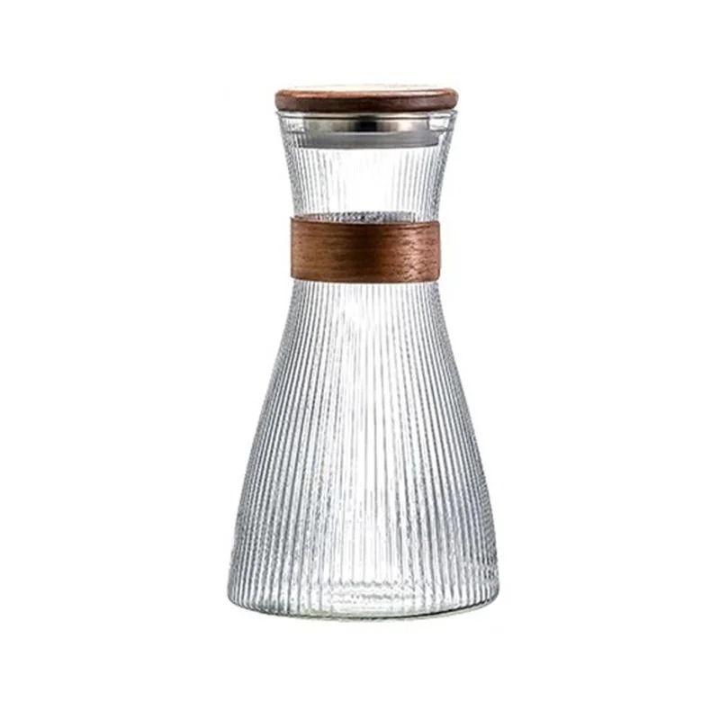 Japanese Style Glass Cold Water Jug With Walnut Sleeve 6