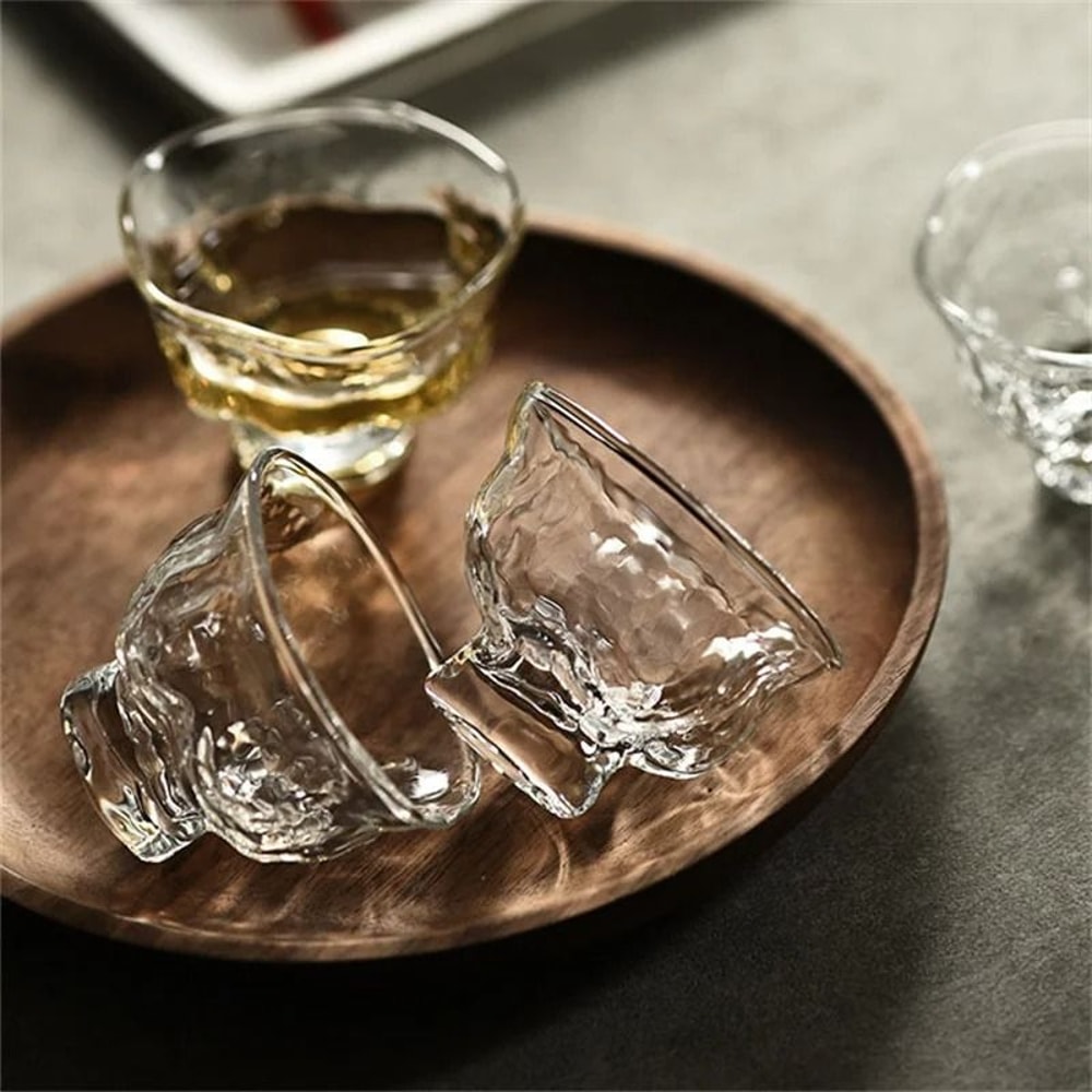 Japanese Hammer Pattern Glass Tea Cup Set 60ml Kung Fu Tea Accessories 3
