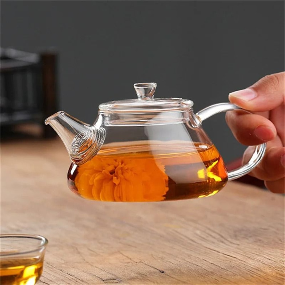 Heat Resistant Mini Glass Teapot With Filter For Brewing Flower Tea 4