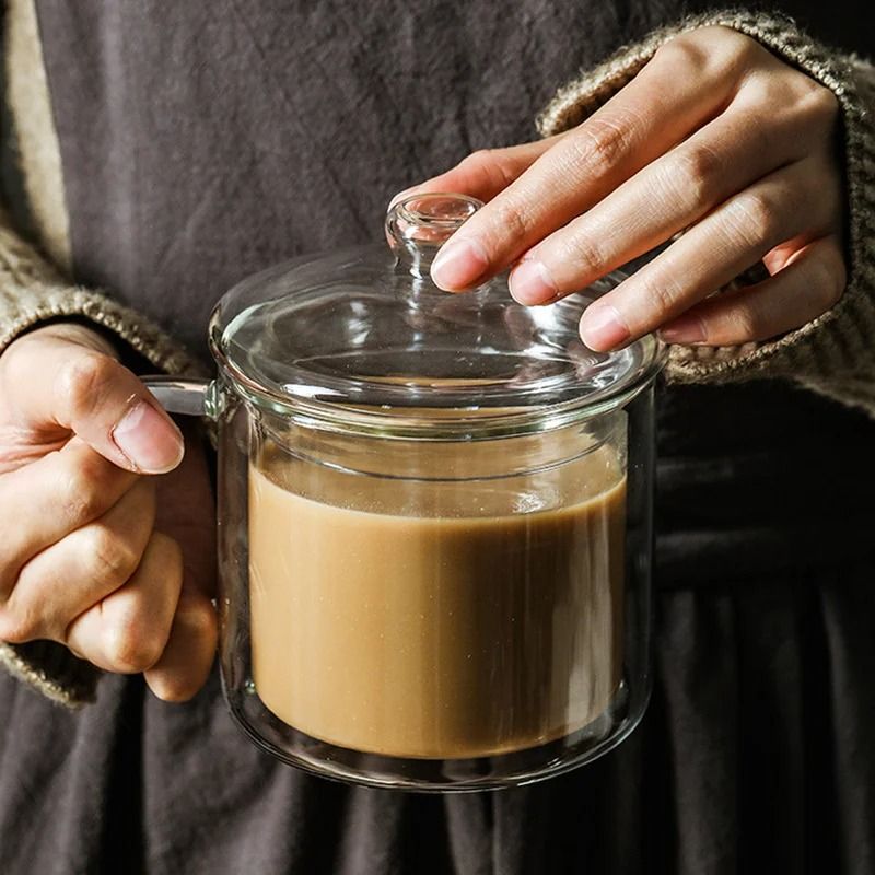 Retro Soviet Double Walled Glass Coffee Mug With Handle 5