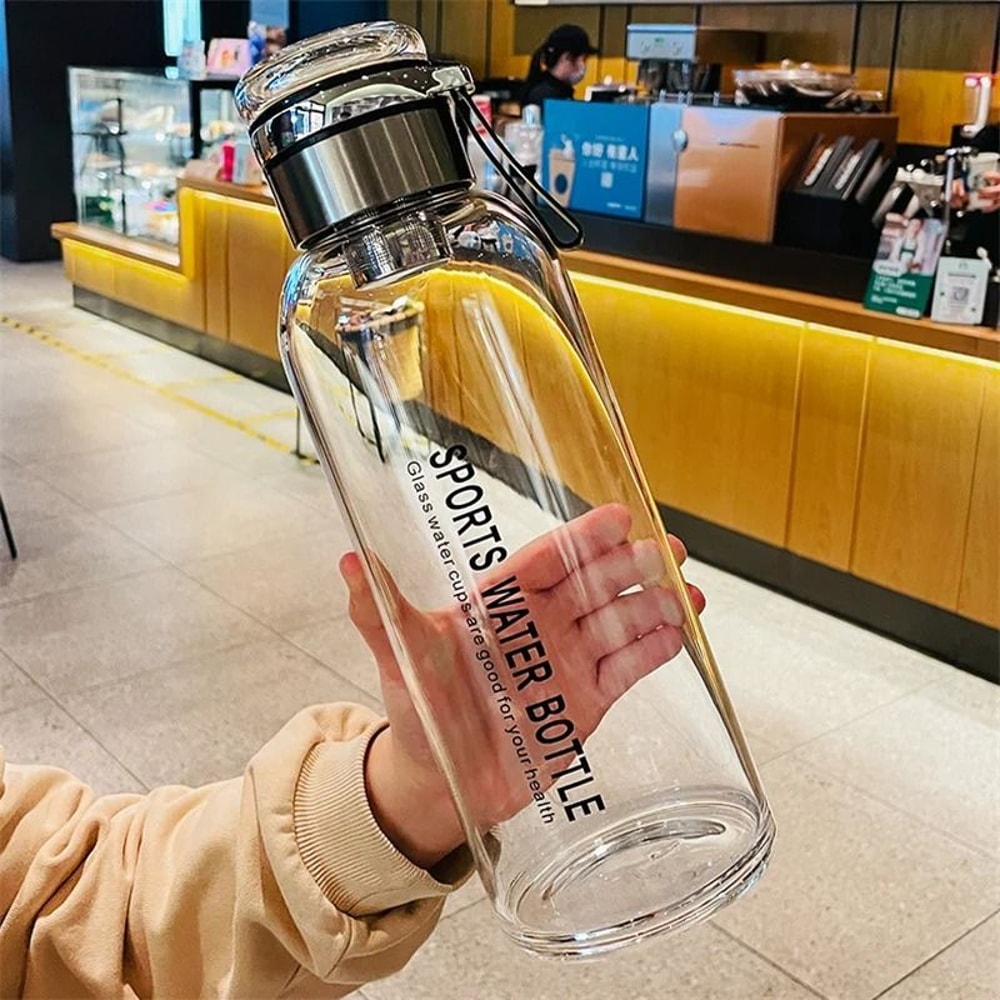 Portable Leakproof Large Capacity Glass Water Bottle For Outdoor Sports 1