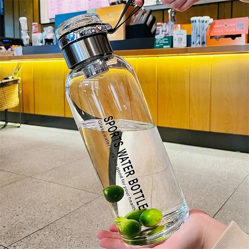 Portable Leakproof Large Capacity Glass Water Bottle For Outdoor Sports 2